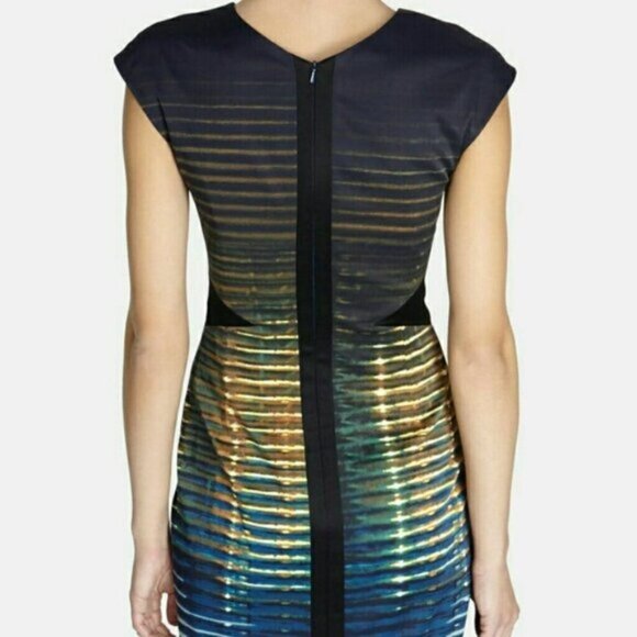 Karen Millen Modern Stripe Dress In Blue size 6 - Picture 2 of 16